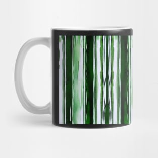 Green And White Vertical Striped - Dark Forest Green Aesthetic Lines Mug